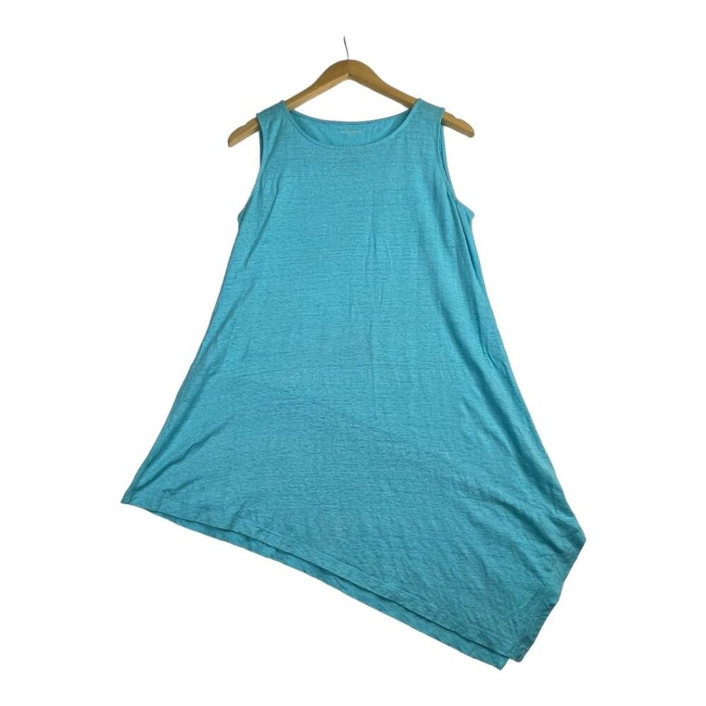 Eileen Fisher 100% Organic Linen Asymmetrical Tunic size XS Light Blue‎